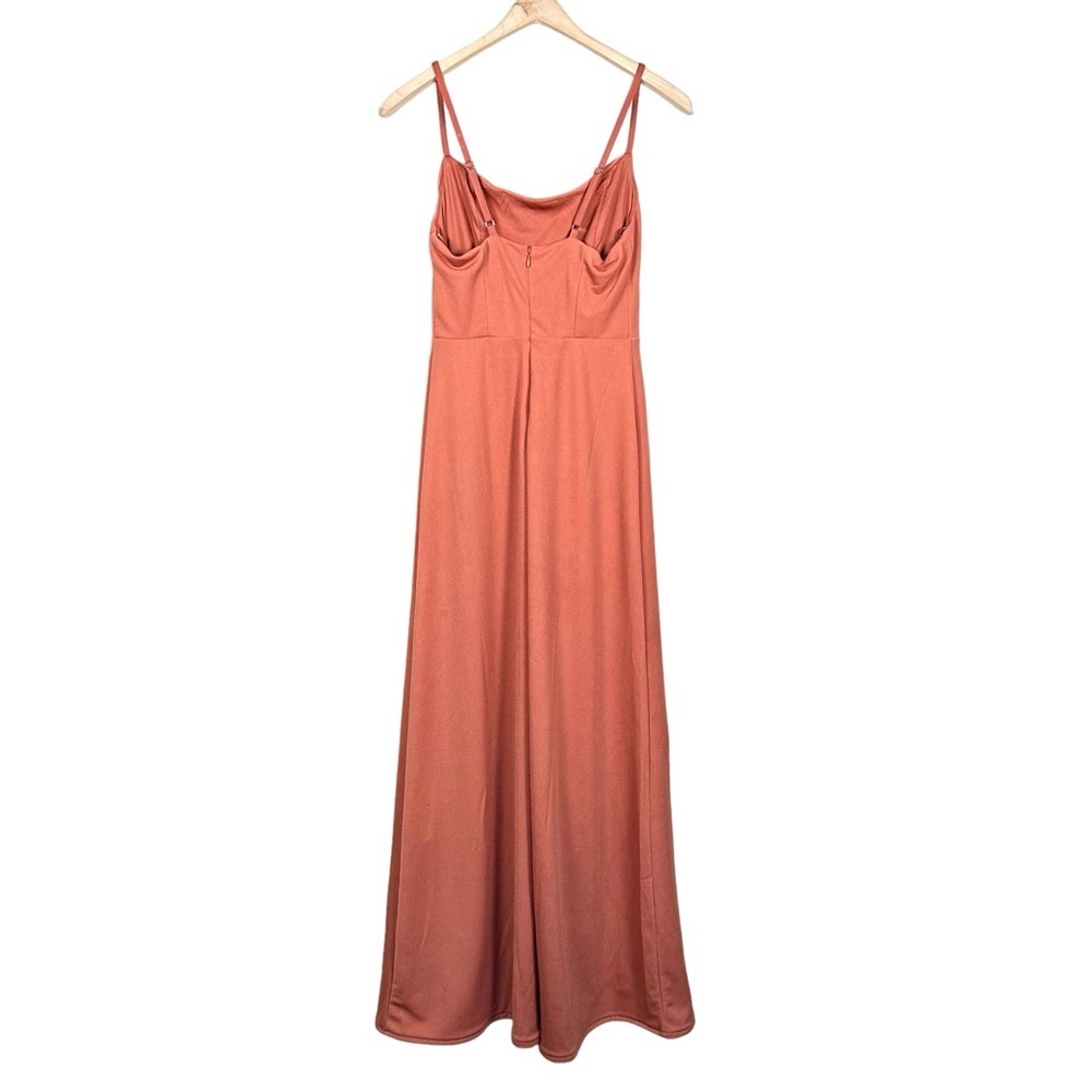 BIRDY GREY Ash Side Slit Crepe Maxi Bridesmaid Dress in terracotta - Picture 7 of 16